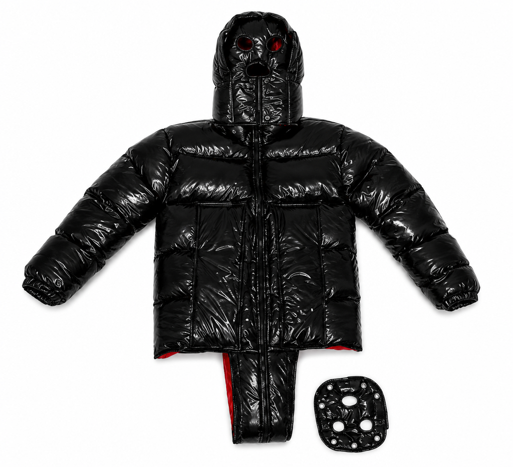 Shiny Nylon Puffer Jacket with Full Face Hood
