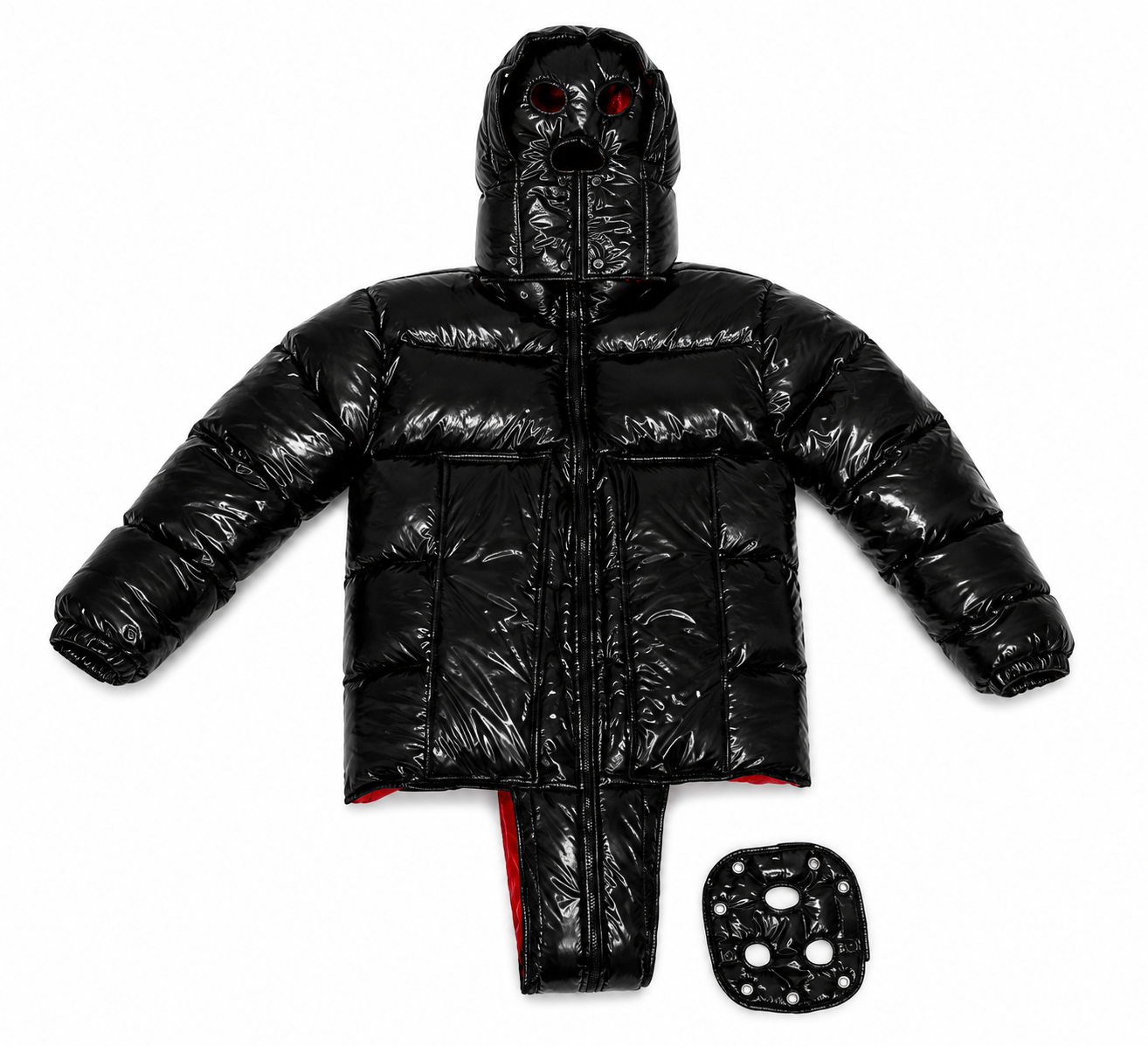 Shiny Nylon Puffer Jacket with Full Face Hood