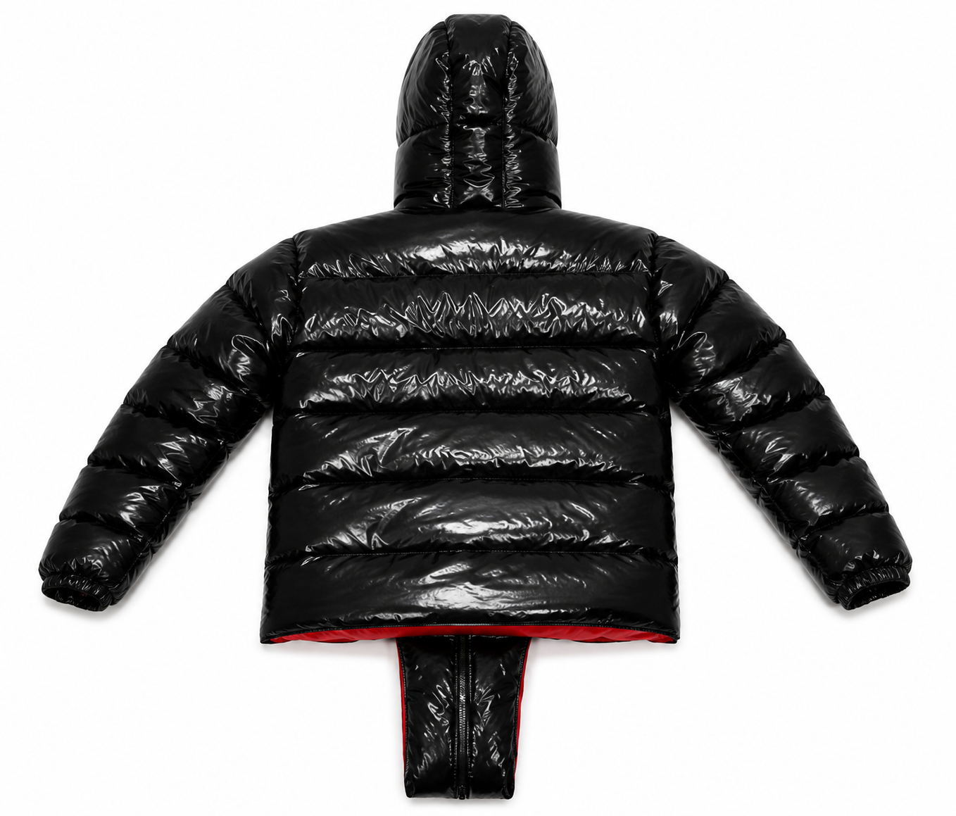 Shiny Nylon Puffer Jacket with Full Face Hood