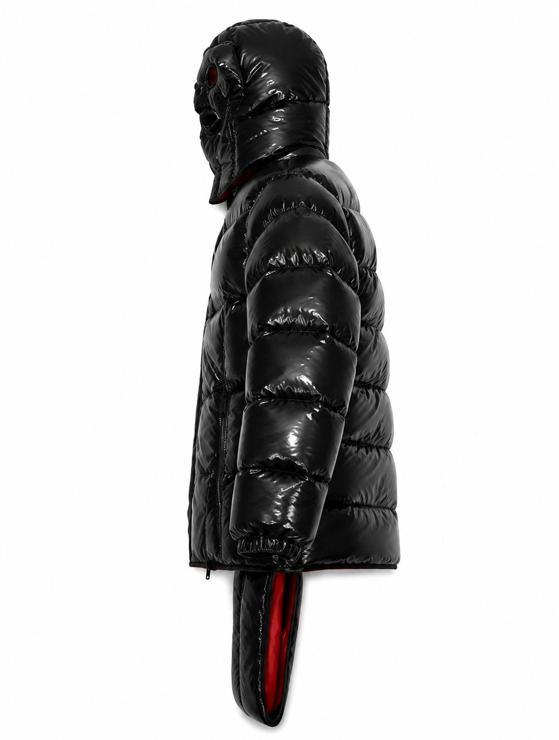 Shiny Nylon Puffer Jacket with Full Face Hood