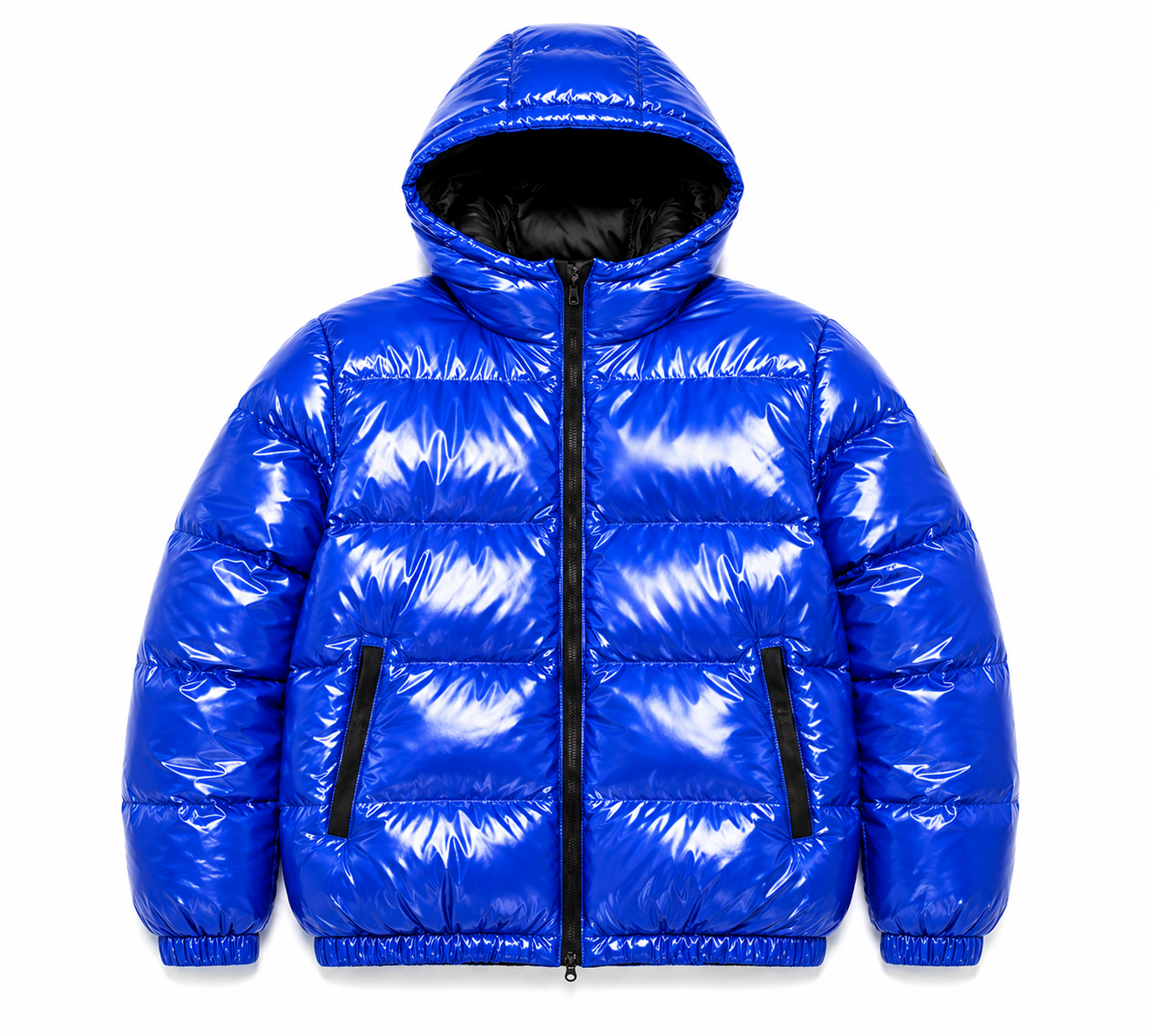 Royal Blue Shiny Nylon Puffer Jacket and Pants Set