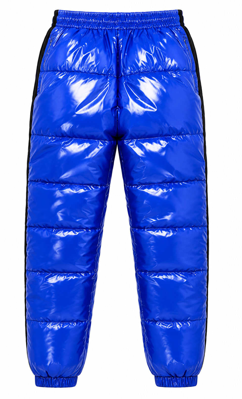 Royal Blue Shiny Nylon Puffer Jacket and Pants Set