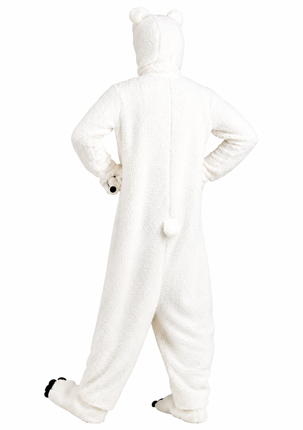 Men’s White Faux Fur Polar Bear Hooded Onesie Costume