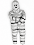 Silver Shiny Nylon Full-Body Hooded Puffer Suit