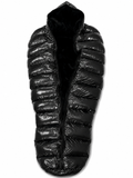 Black Shiny Nylon Fur Lined Hooded Sleeping Bag