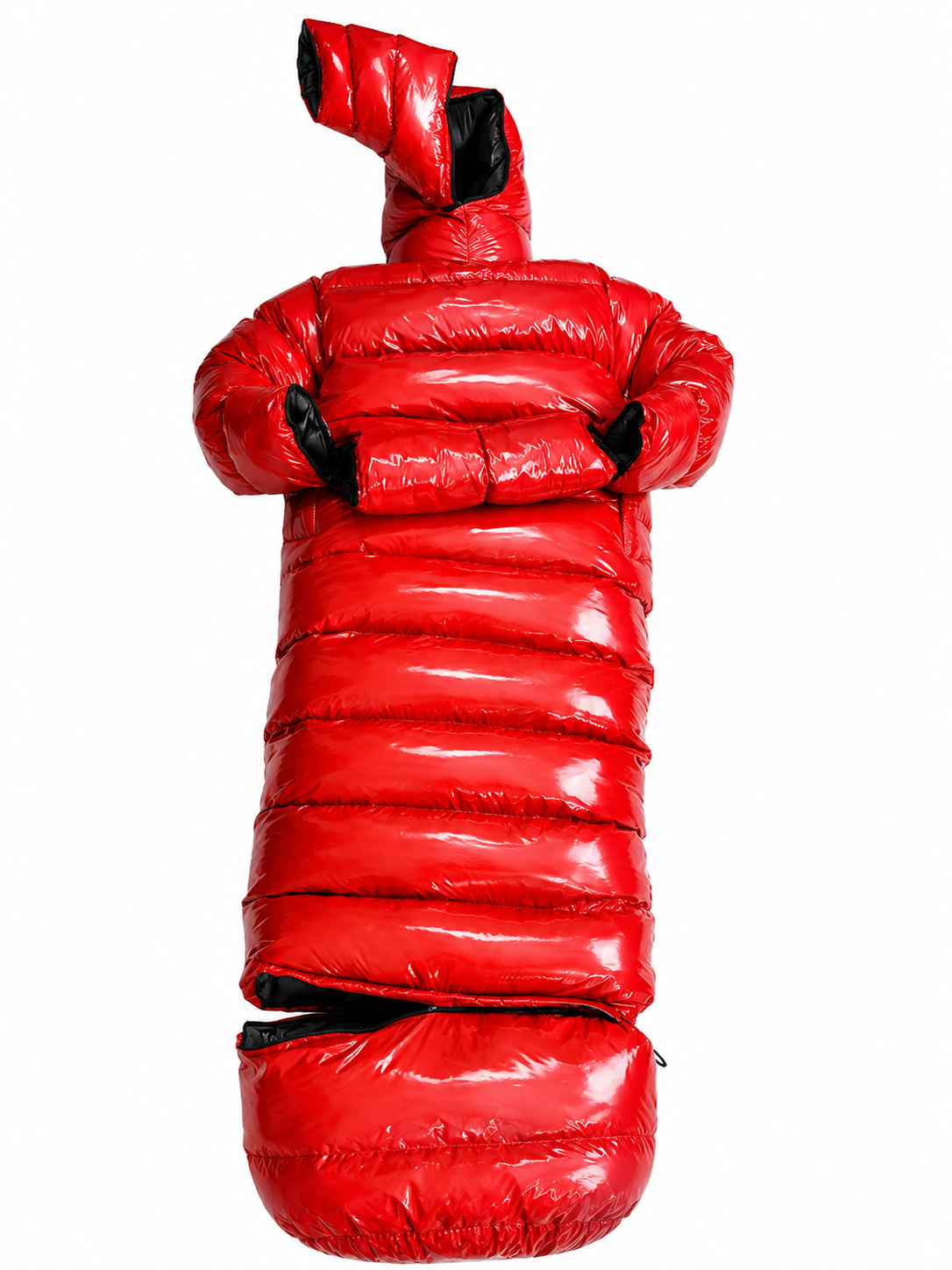 Red Shiny Nylon Modular Wearable Sleeping Bag Set