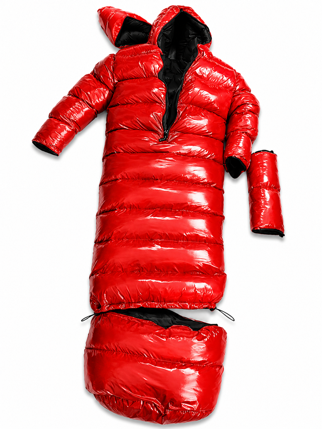 Red Shiny Nylon Modular Wearable Sleeping Bag Set
