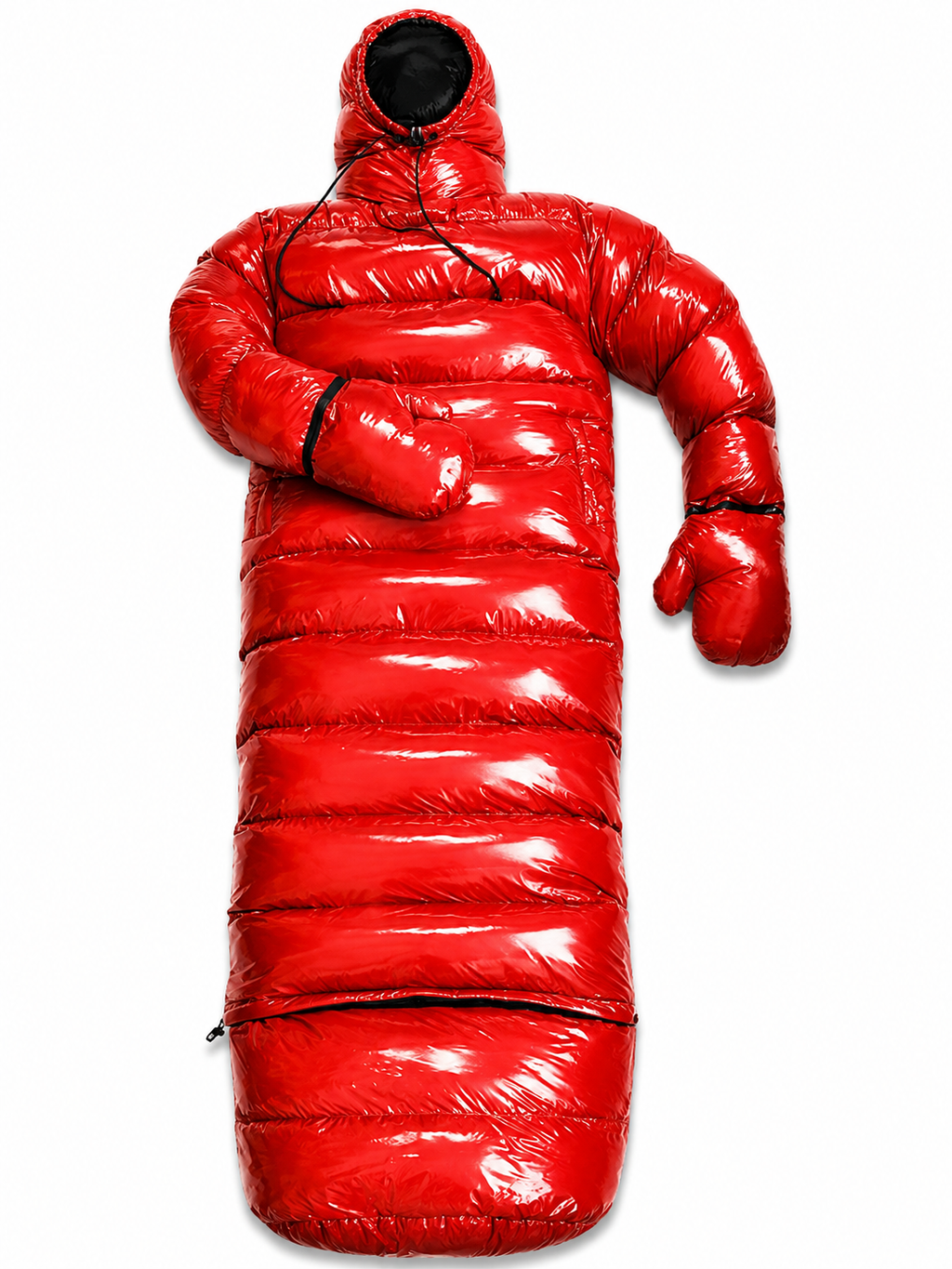 Red Shiny Nylon Modular Wearable Sleeping Bag Set