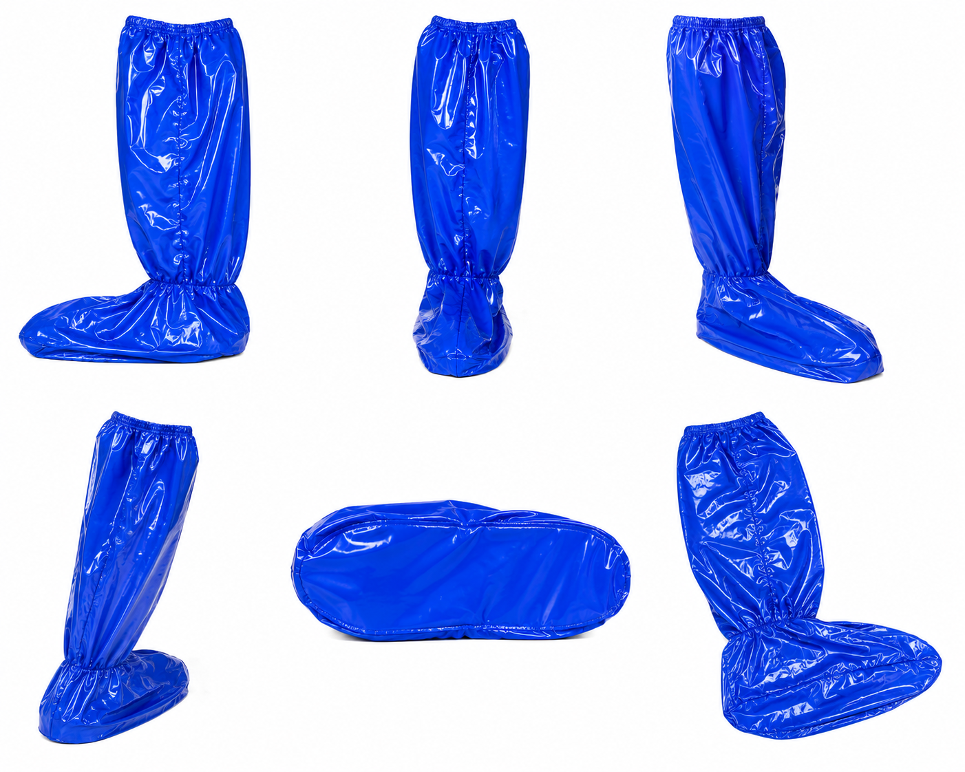 Blue Shiny Nylon Reusable Shoe Covers 3 Pair Pack
