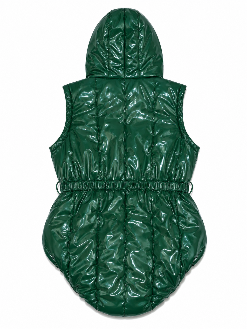 Shiny Nylon Hooded Sleeveless Bodysuit