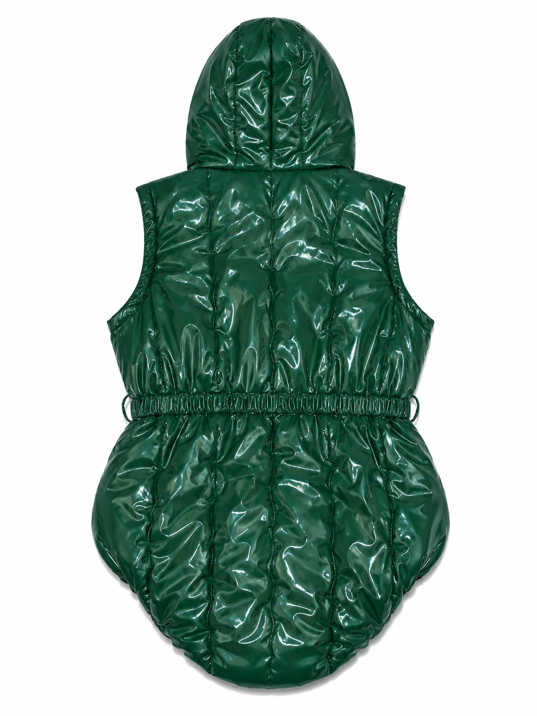 Shiny Nylon Hooded Sleeveless Bodysuit
