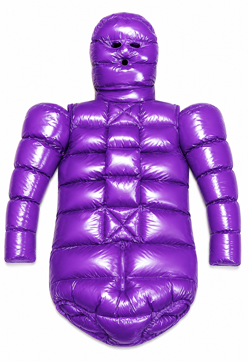 Men’s Purple Shiny Nylon Full Body Puffer Suit