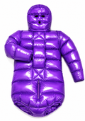 Men’s Purple Shiny Nylon Full Body Puffer Suit