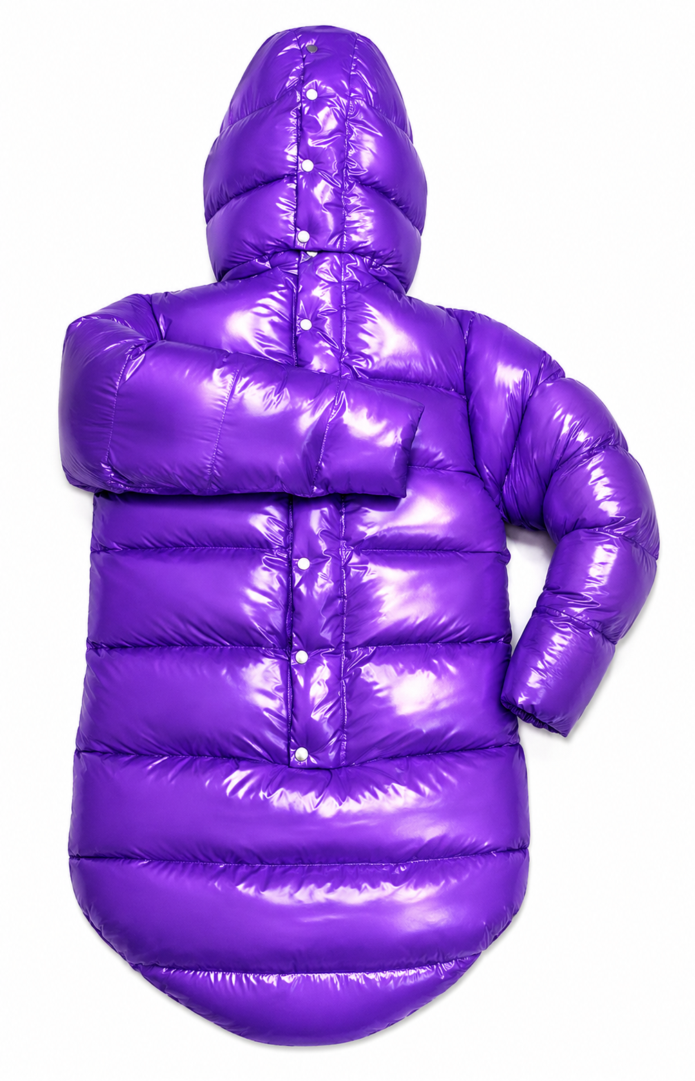 Men’s Purple Shiny Nylon Full Body Puffer Suit