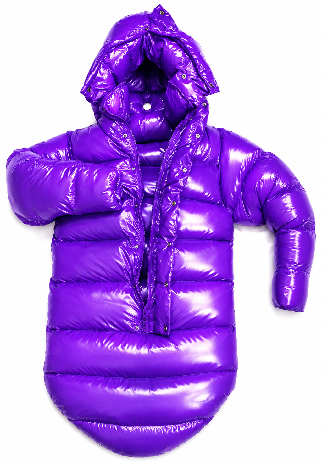 Men’s Purple Shiny Nylon Full Body Puffer Suit