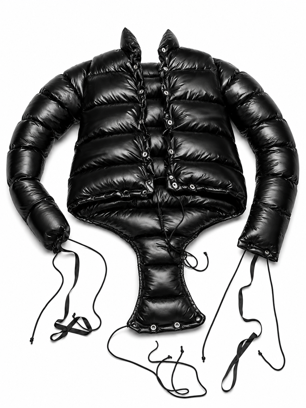Shiny Nylon Quilted Long Sleeve Puffer Bodysuit