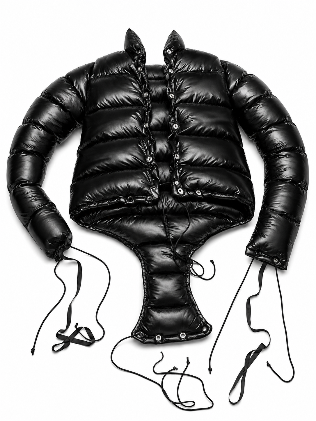Shiny Nylon Quilted Long Sleeve Puffer Bodysuit