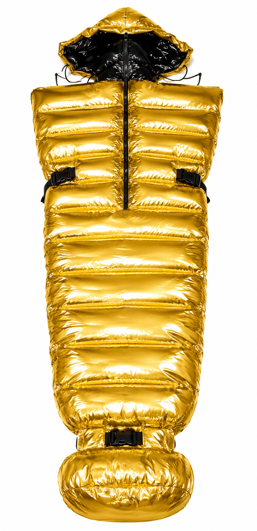 Metallic Gold Shiny Nylon Hooded Sleeping Bag