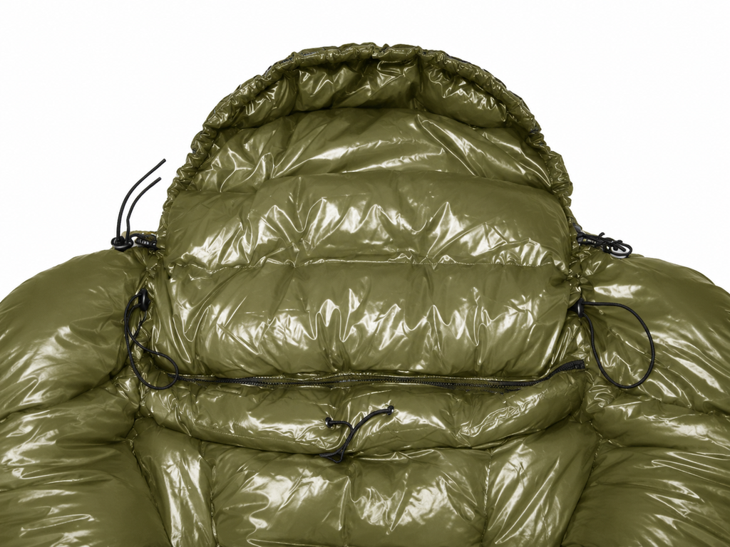 Shiny Nylon Hooded Sleeping Bag