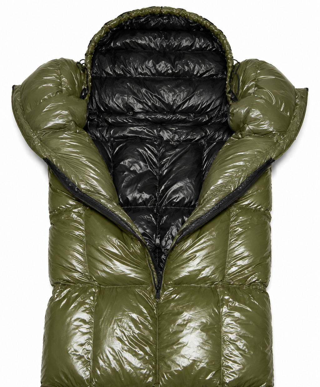 Shiny Nylon Hooded Sleeping Bag