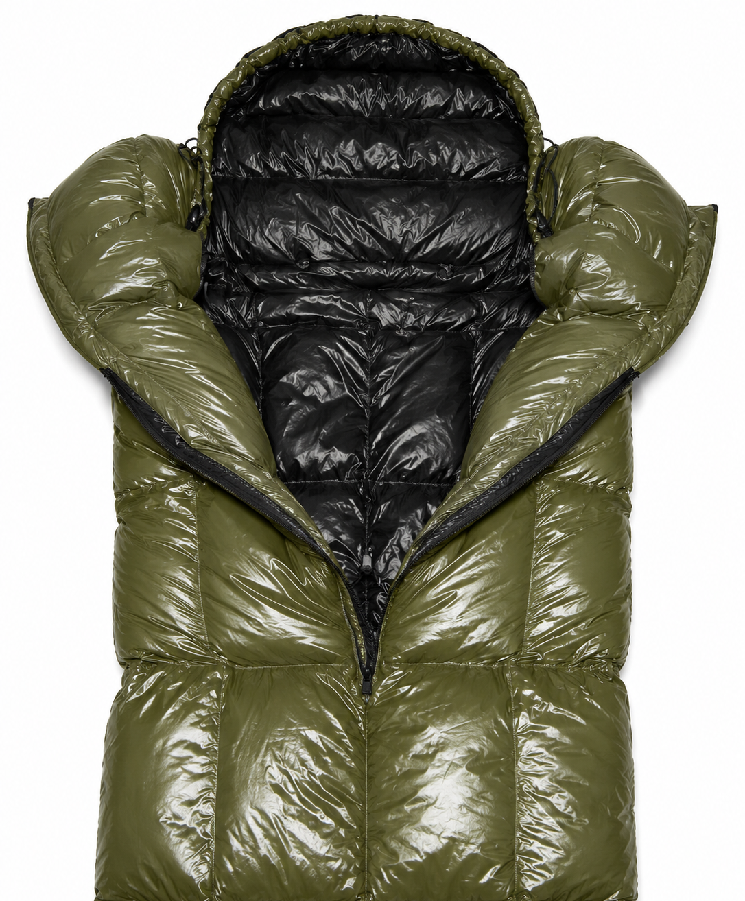 Shiny Nylon Hooded Sleeping Bag