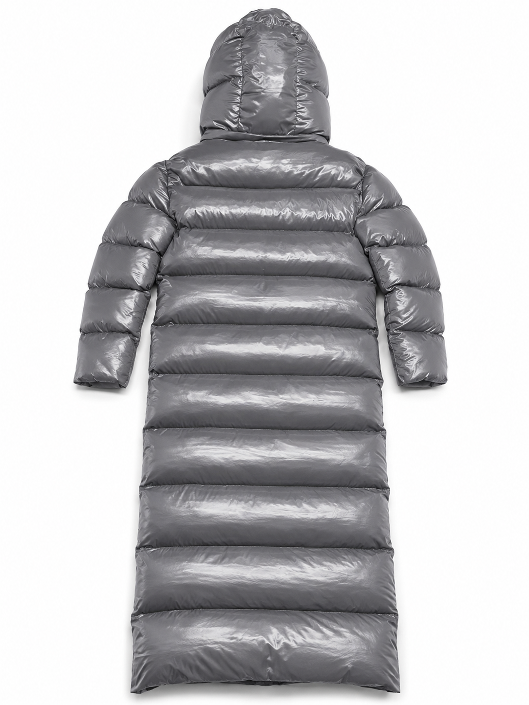 Red Shiny Nylon Long Puffer Coat