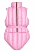 Women’s Pink Shiny Nylon Sleeveless Puffer Bodysuit
