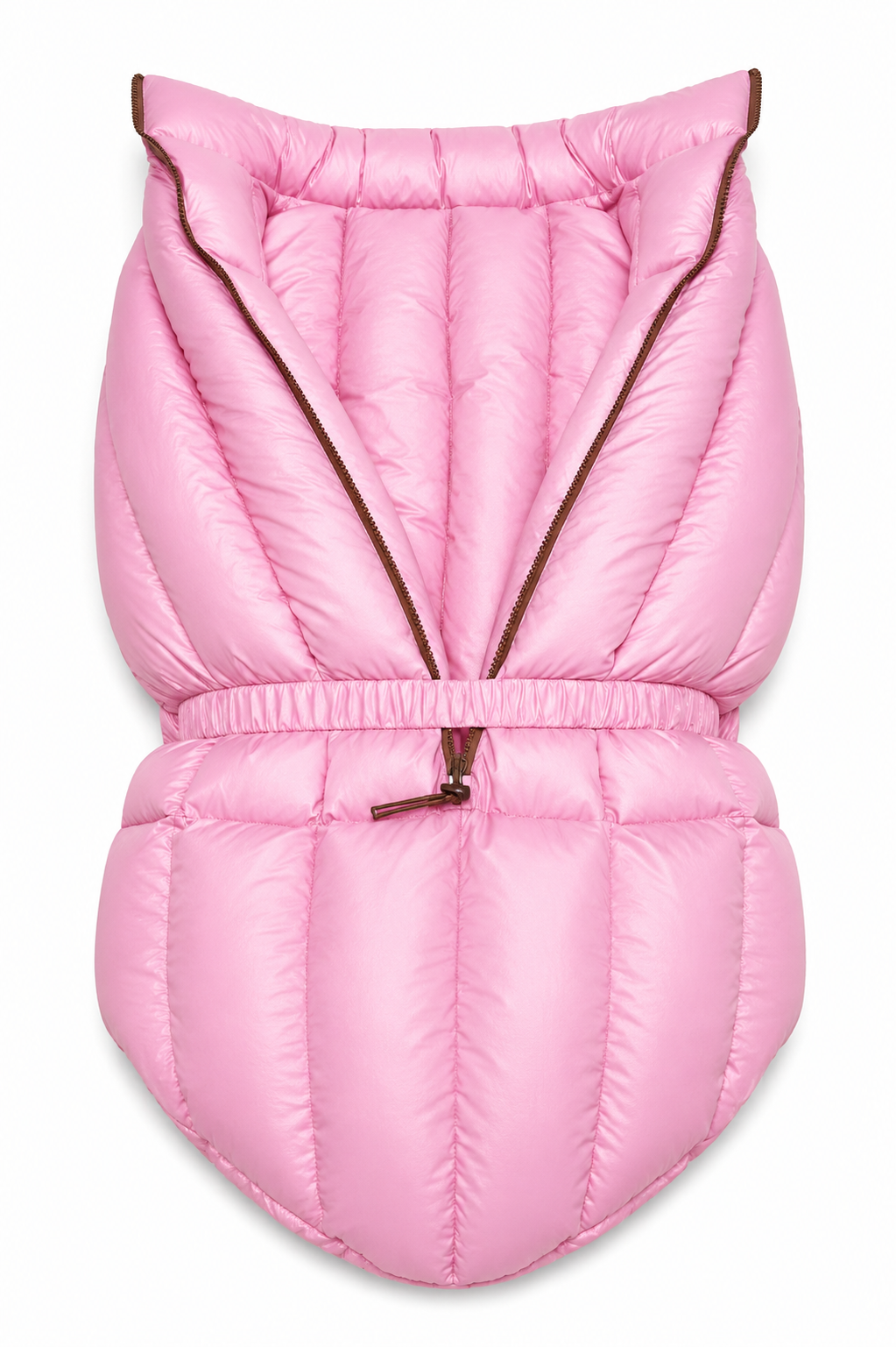 Women’s Pink Shiny Nylon Sleeveless Puffer Bodysuit