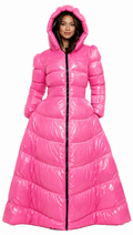 Women’s Royal Blue Shiny Nylon Hooded Puffer Coat (Copy)