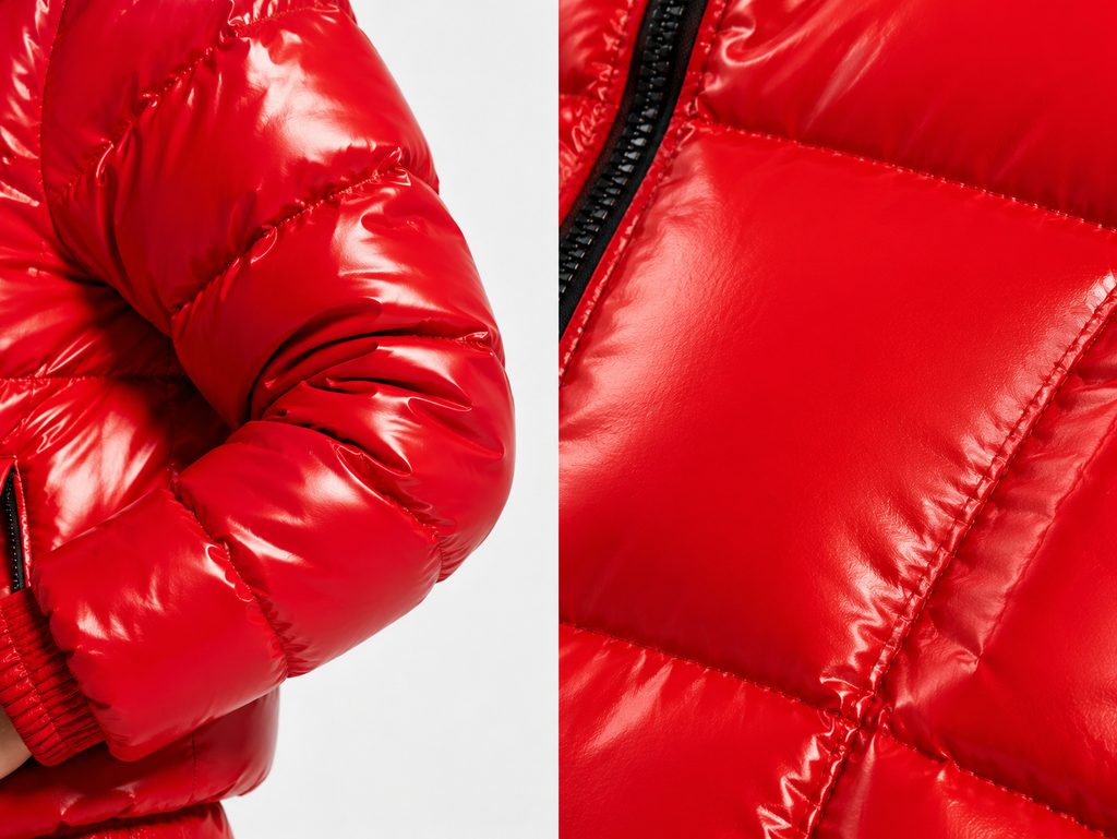 Red Shiny Nylon Hooded Puffer Winter Set