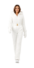 White Quilted Hooded Winter Ski Jumpsuit