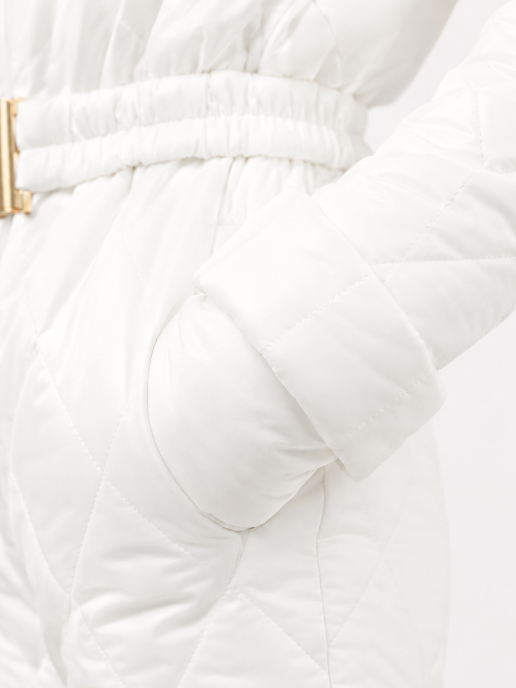 White Quilted Hooded Winter Ski Jumpsuit