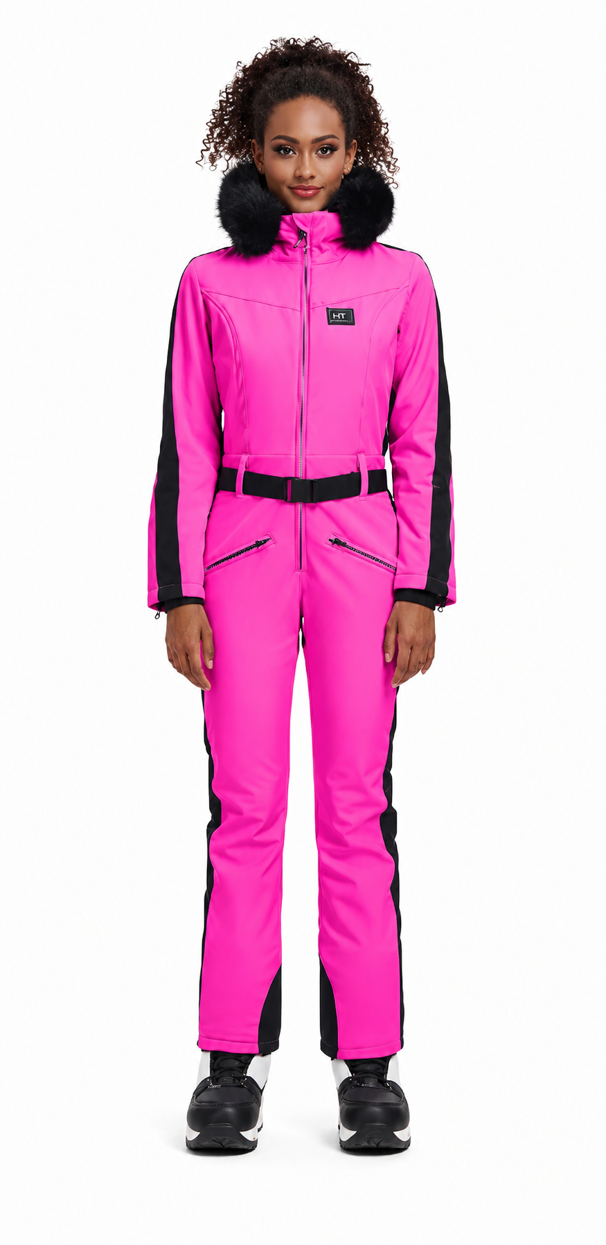 Pink Softshell Winter Ski Jumpsuit for Women