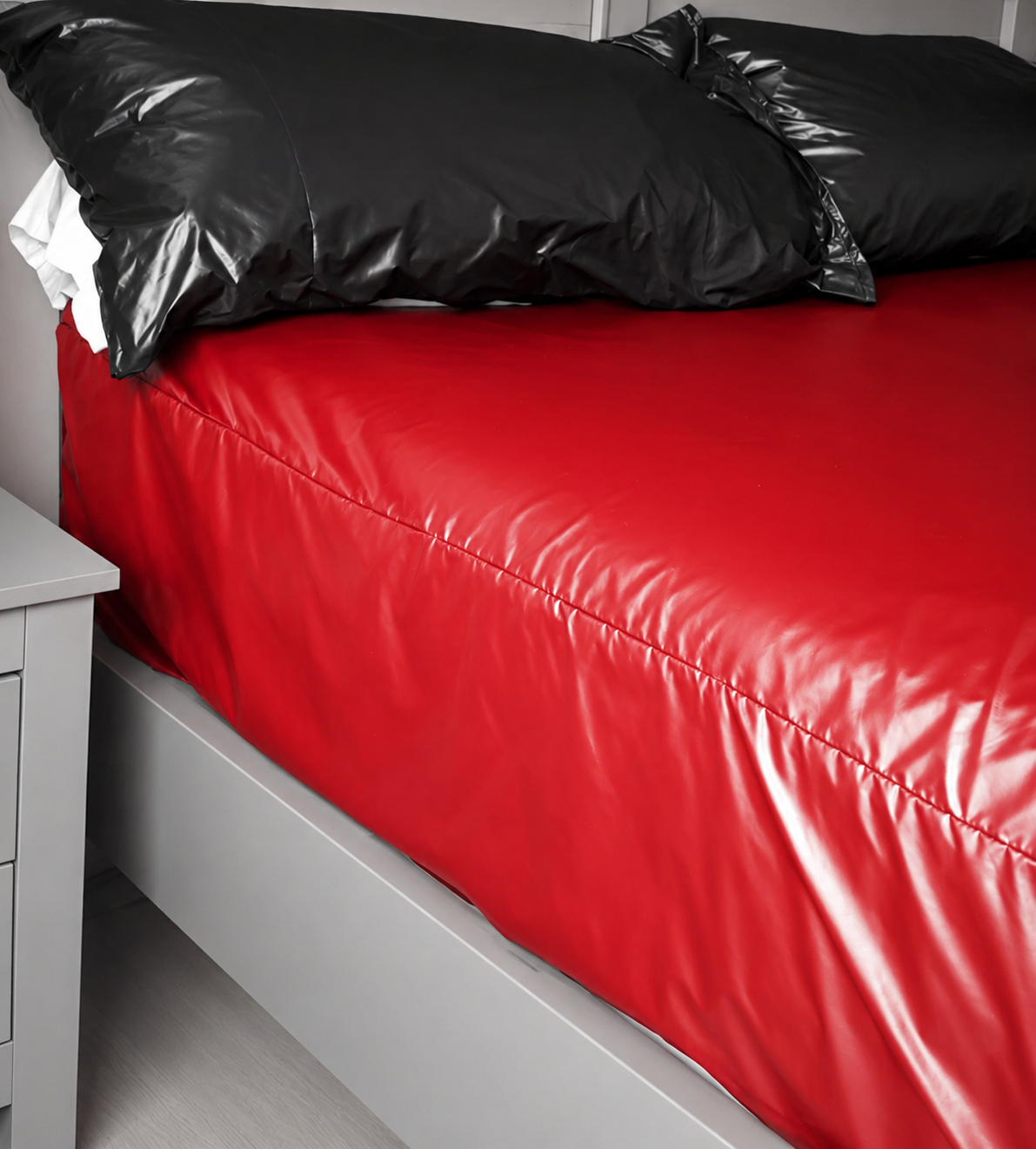 Shiny Nylon Bed Sheet Set with Pillow Covers