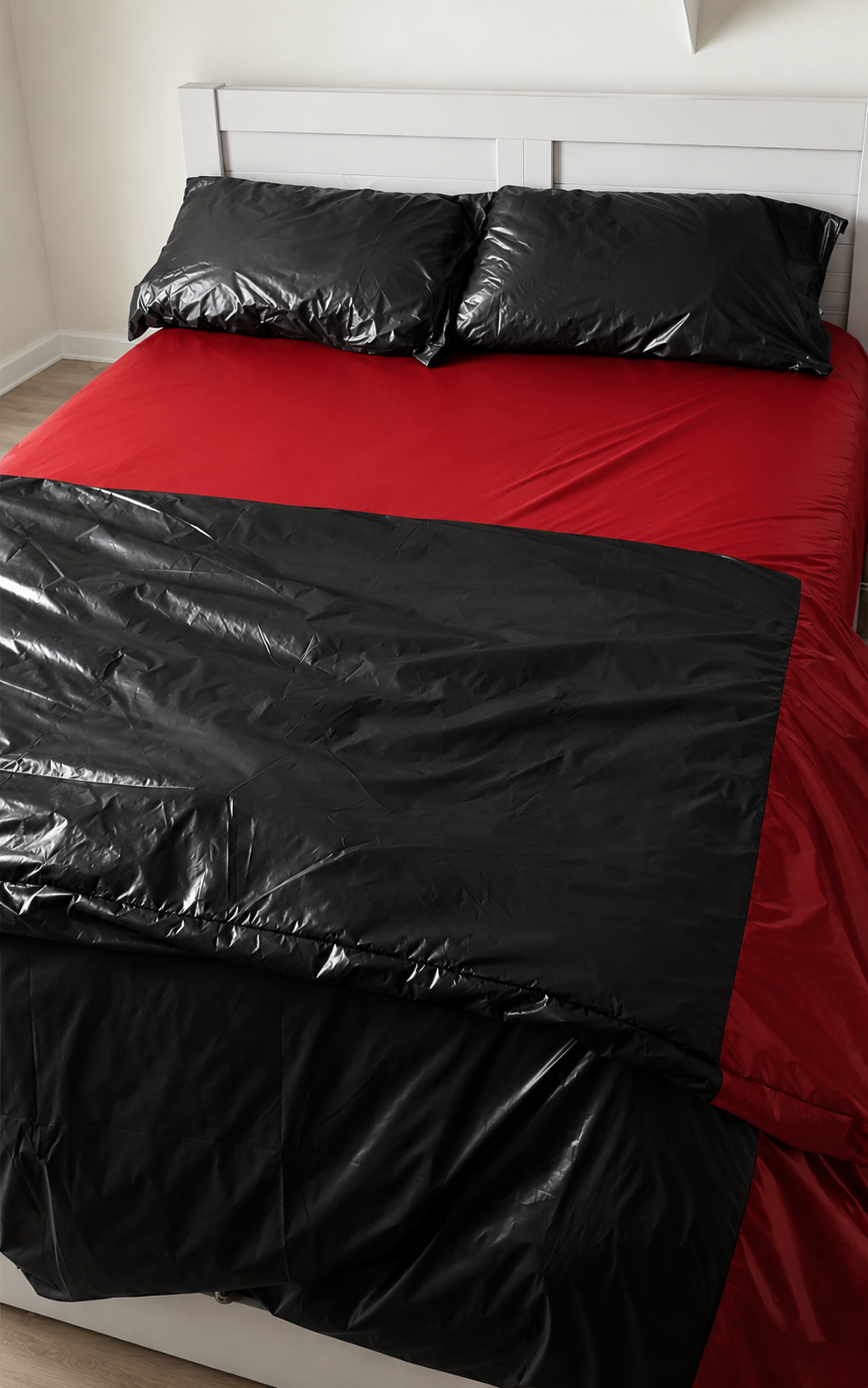 Shiny Nylon Bed Sheet Set with Pillow Covers