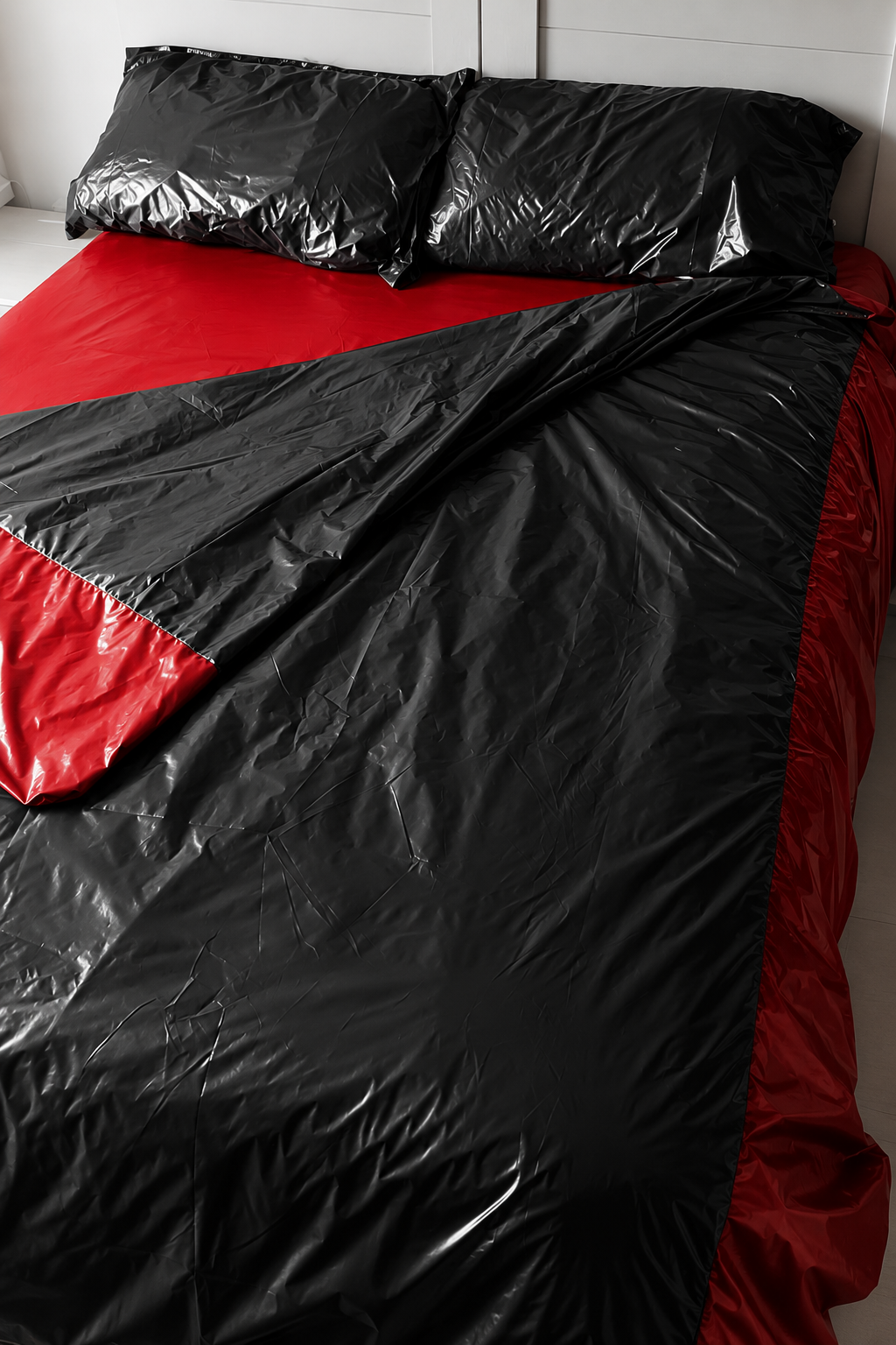 Shiny Nylon Bed Sheet Set with Pillow Covers