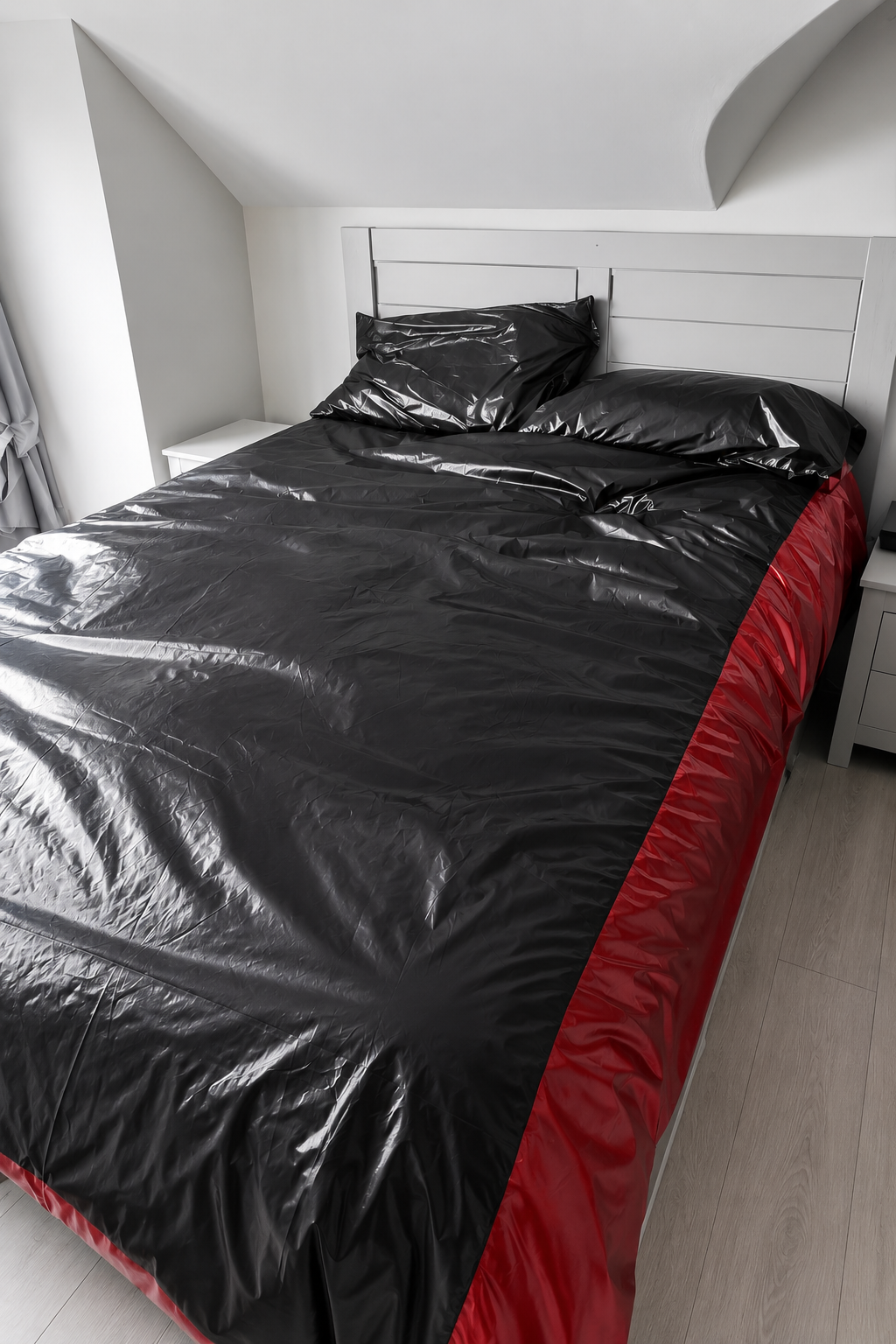 Shiny Nylon Bed Sheet Set with Pillow Covers