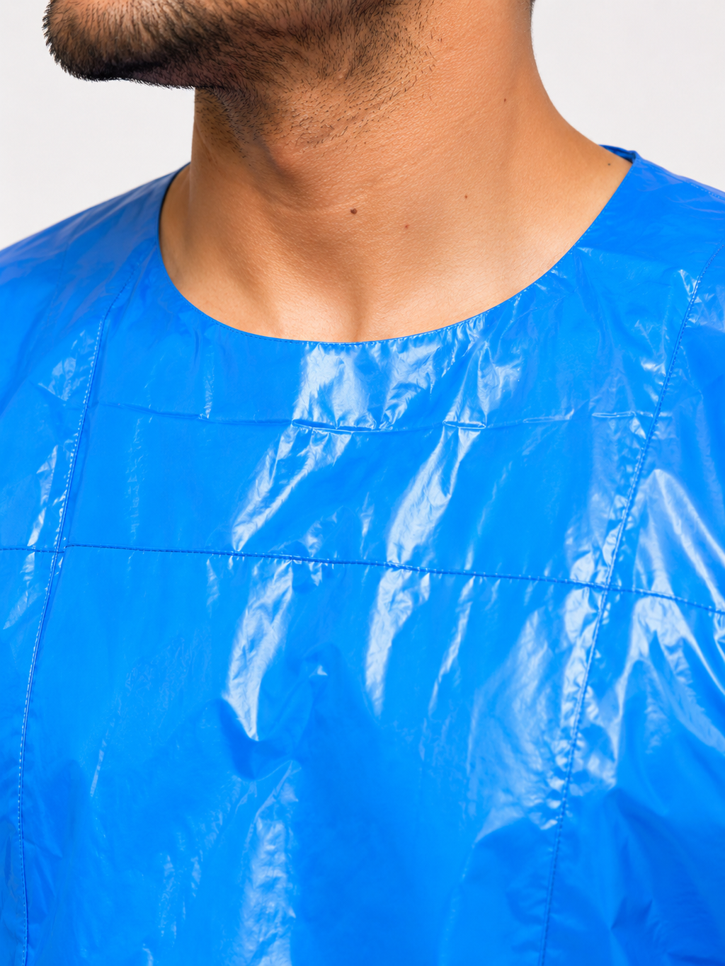 Blue Shiny Nylon Glossy Nylon T-Shirt & Pants Set