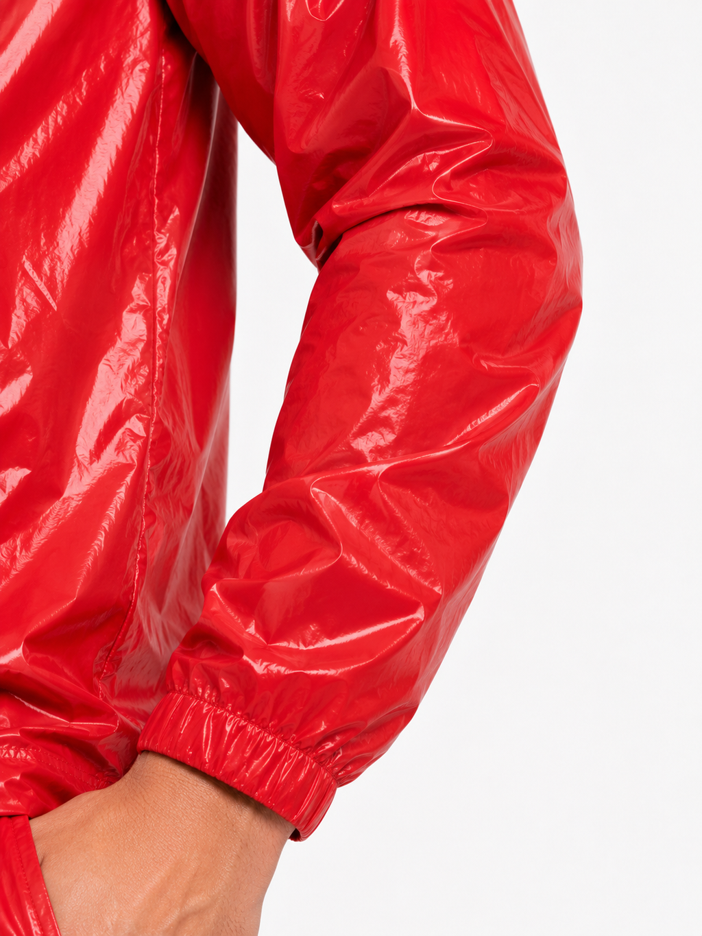 Glossy Hooded Windbreaker Set