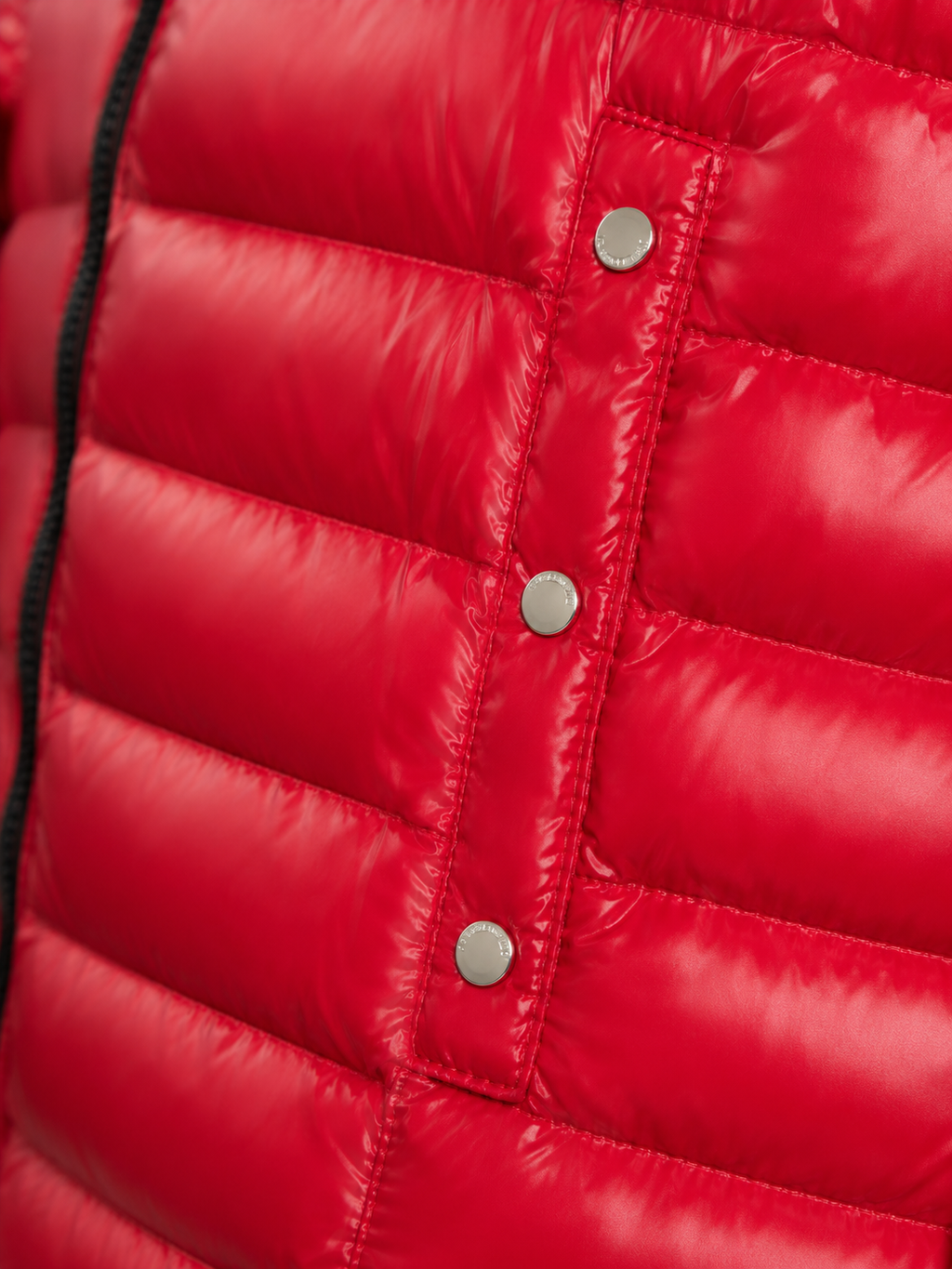 Red Shiny Nylon Puffer Jacket with Hood