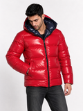 Shiny Nylon Hooded Puffer Jacket