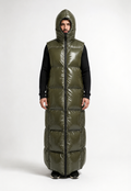 Olive Green Shiny Nylon Hooded Sleeping Bag Coat