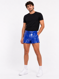 Men's Blue Shiny Nylon Short Shorts