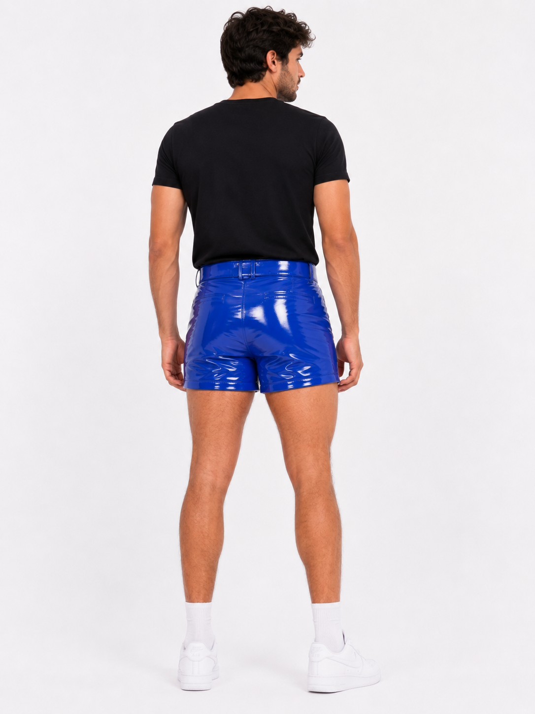 Men's Blue Shiny Nylon Short Shorts