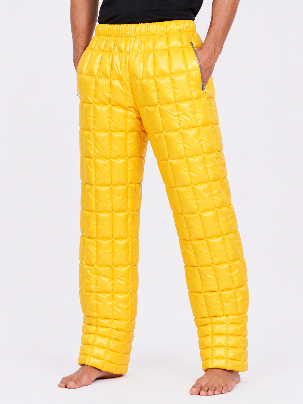 Men's Yellow Insulated Puffer Pants