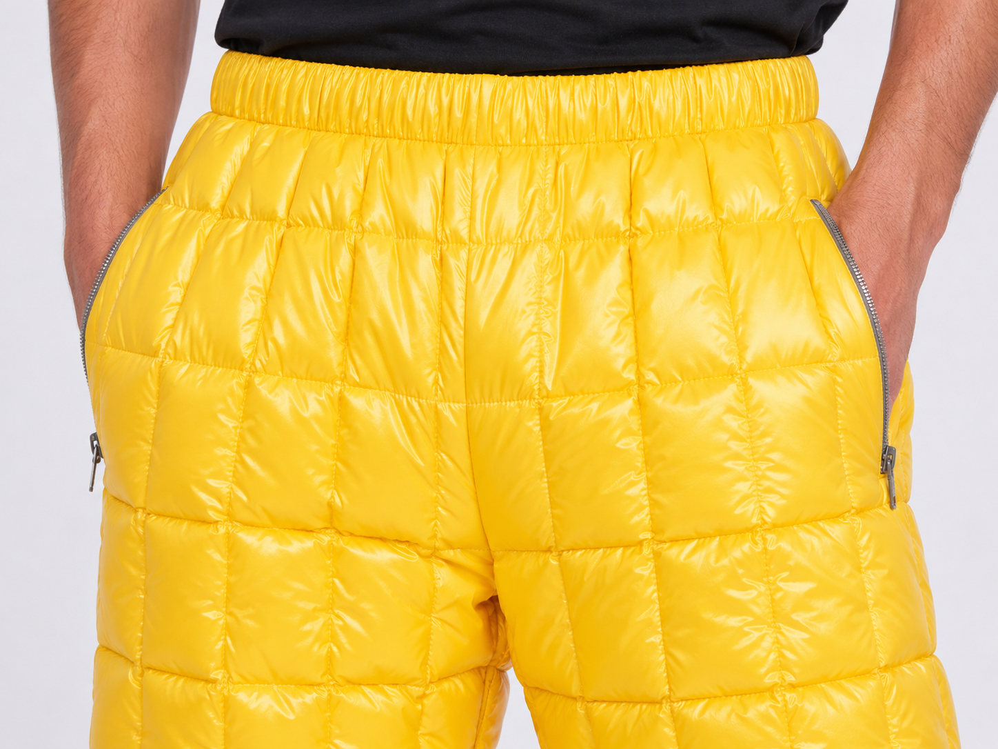 Men's Yellow Insulated Puffer Pants