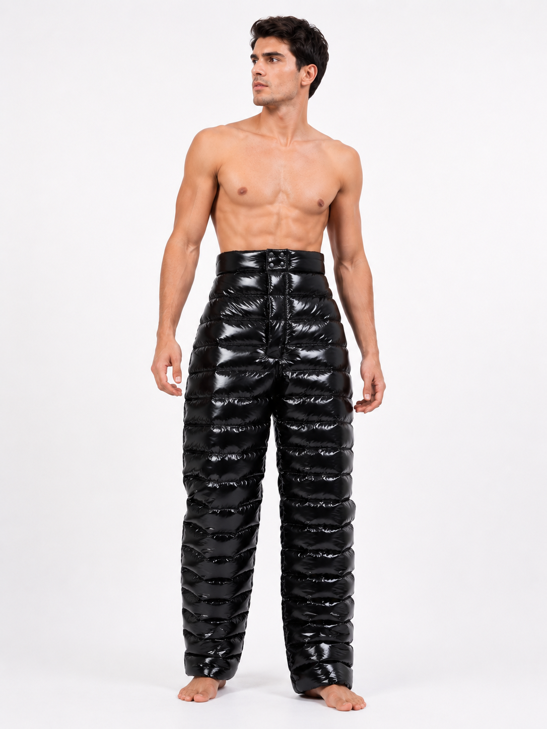 Black Shiny Nylon Insulated Puffer Pants |